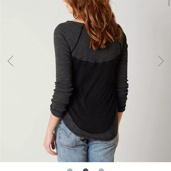 Free People (We The Free) Friday Feelin Henley Long Raglan Sleeve Thermal Shirt - Picture 4 of 9